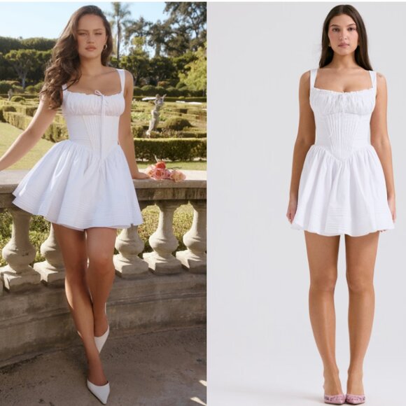 House of CB NATASSIA White Cotton Mini Dress NWOT